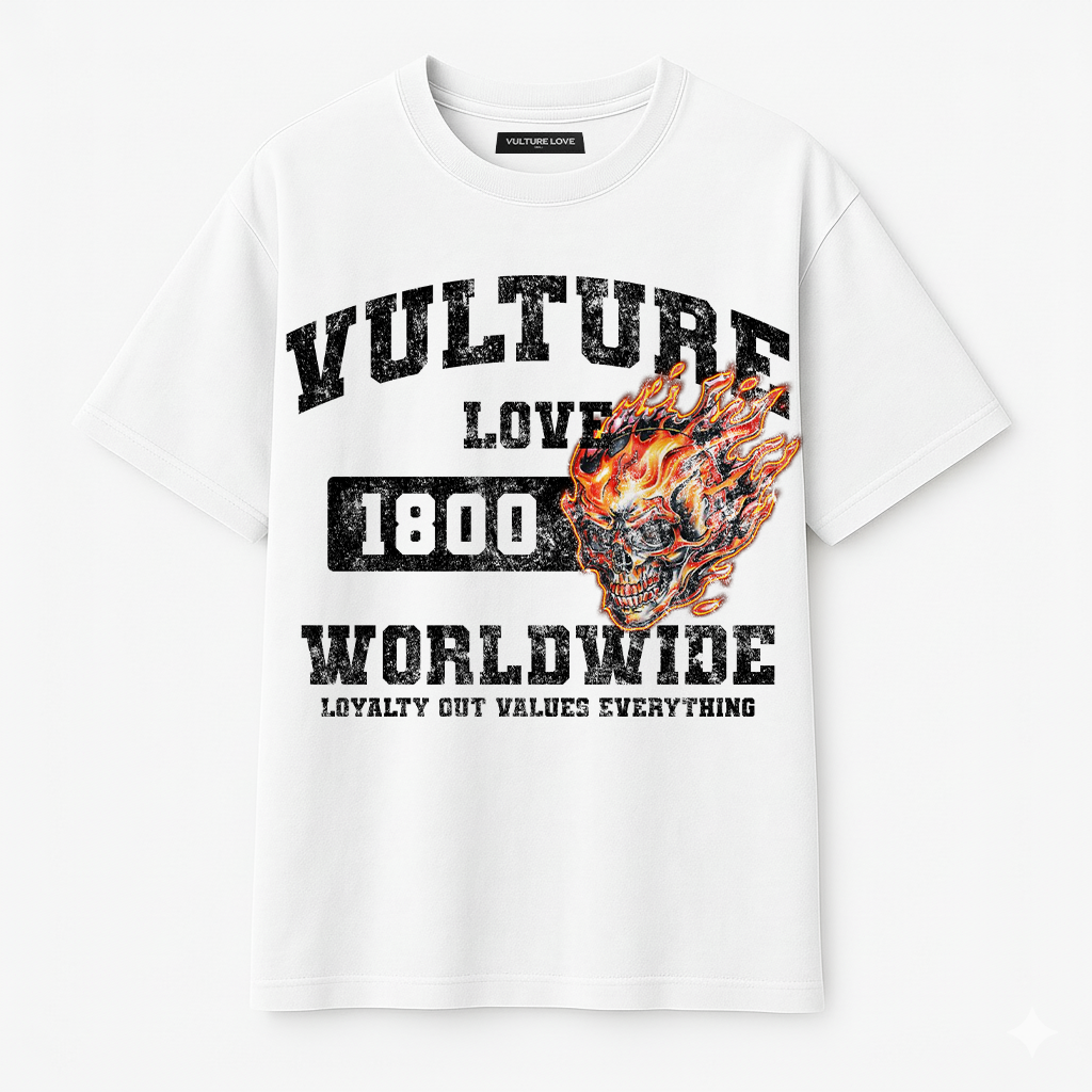 Vulture Love Flame White Tee
