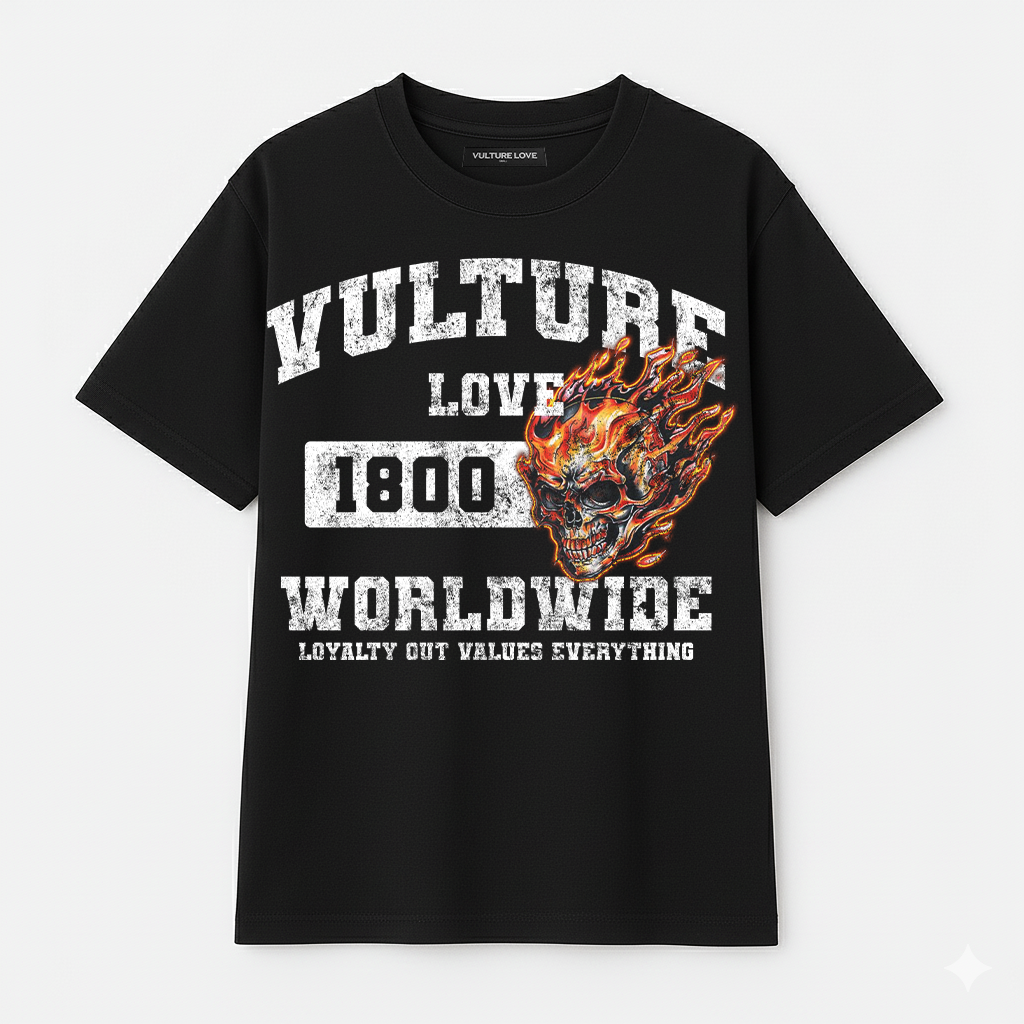 Vulture Flame Black Tee